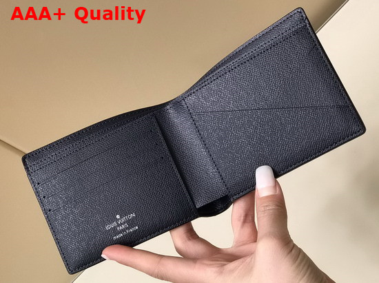 Louis Vuitton Multiple Wallet Navy Blue Damier Graphite 3D Coated Canvas N60433 Replica