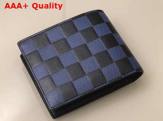 Louis Vuitton Multiple Wallet Navy Blue and Black Damier Infini 3D Cowhide Leather N60440 Replica