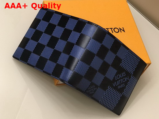 Louis Vuitton Multiple Wallet Navy Blue and Black Damier Infini 3D Cowhide Leather N60440 Replica