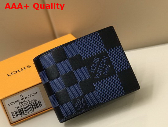 Louis Vuitton Multiple Wallet Navy Blue and Black Damier Infini 3D Cowhide Leather N60440 Replica