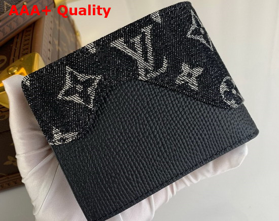 Louis Vuitton Multiple Wallet in Black Monogram Denim and Taurillon Leather Replica