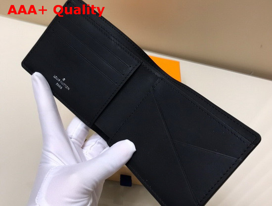 Louis Vuitton Multiple Wallet in Black Taurillon Shadow Leather with Embossed Large Monogram Pattern Replica