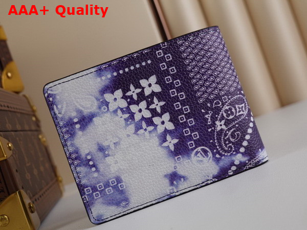 Louis Vuitton Multiple Wallet in Blue Monogram Bandana Printed Cowhide Leather Replica