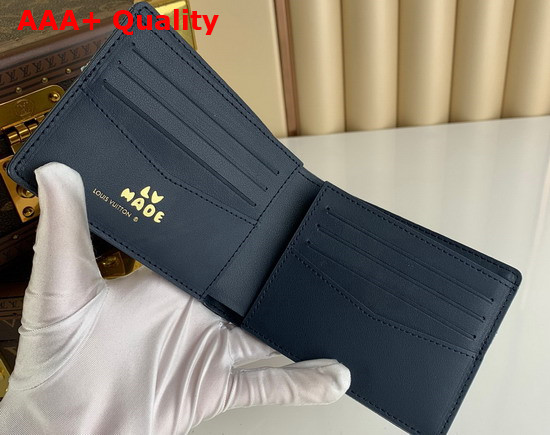 Louis Vuitton Multiple Wallet in Blue Monogram Denim and Navy Blue Taurillon Leather Replica