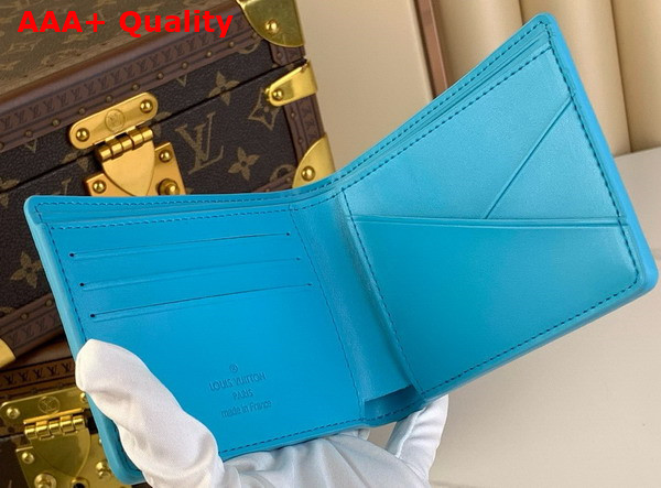 Louis Vuitton Multiple Wallet in Turquoise Taurillon Monogram Embossed Cowhide Leather M11501 Replica