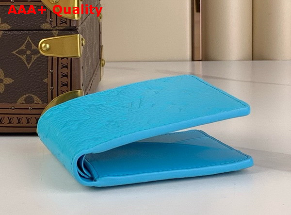 Louis Vuitton Multiple Wallet in Turquoise Taurillon Monogram Embossed Cowhide Leather M11501 Replica