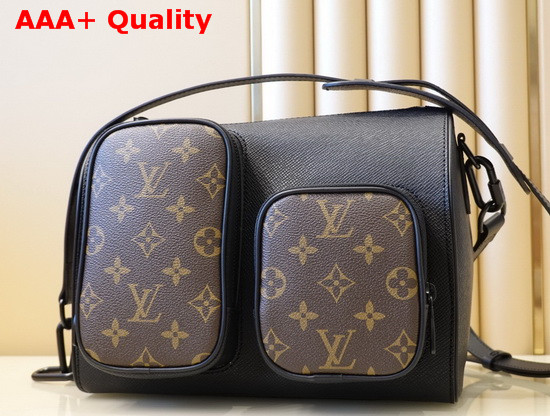 Louis Vuitton Multipocket Speedy Bag in Black Taiga Leather and Monogram Canvas Replica