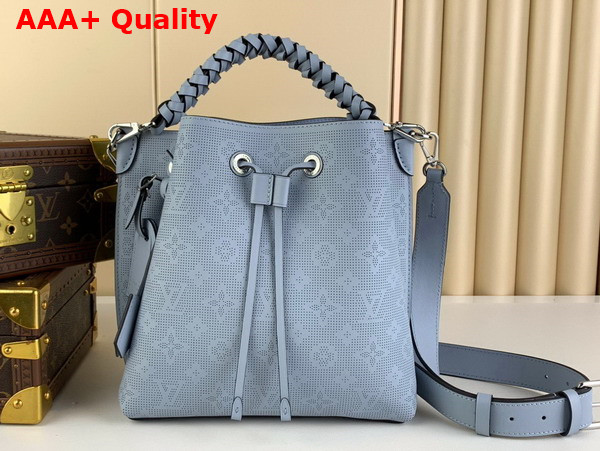 Louis Vuitton Muria Bucket Bag in Bleu Horizon Blue Mahina Calfskin Leather Replica