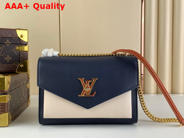 Louis Vuitton Mylockme Chain Bag Navy Blue Grained Calfskin M20982 Replica