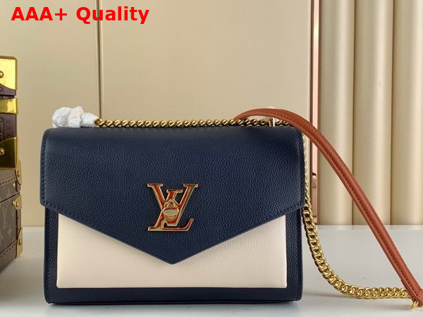 Louis Vuitton Mylockme Chain Bag Navy Blue Grained Calfskin M20982 Replica