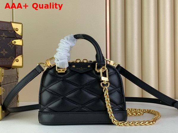 Louis Vuitton Nano Alma Bag in Black Lambskin with Malletage Pattern M83048 Replica