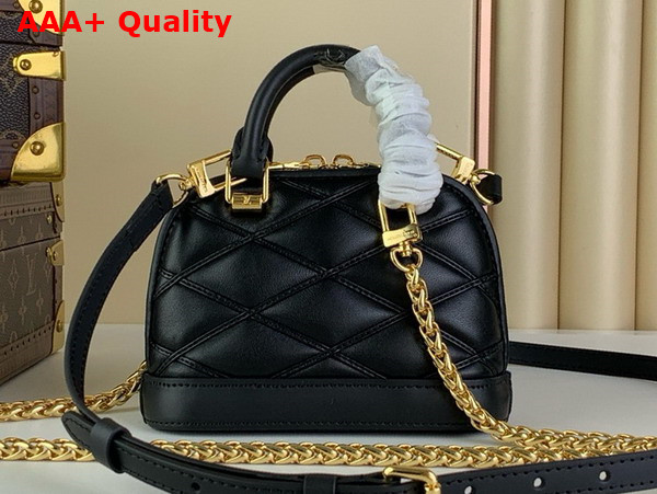 Louis Vuitton Nano Alma Bag in Black Lambskin with Malletage Pattern M83048 Replica