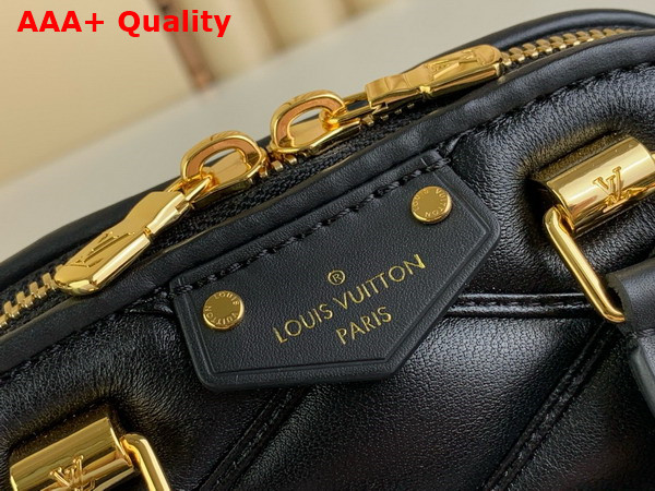 Louis Vuitton Nano Alma Bag in Black Lambskin with Malletage Pattern M83048 Replica