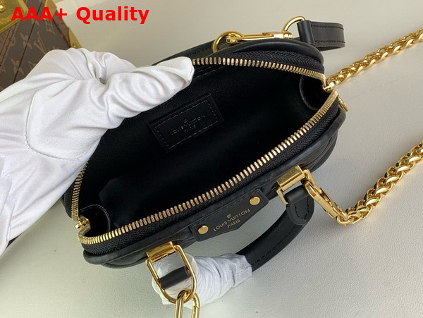 Louis Vuitton Nano Alma Bag in Black Lambskin with Malletage Pattern M83048 Replica