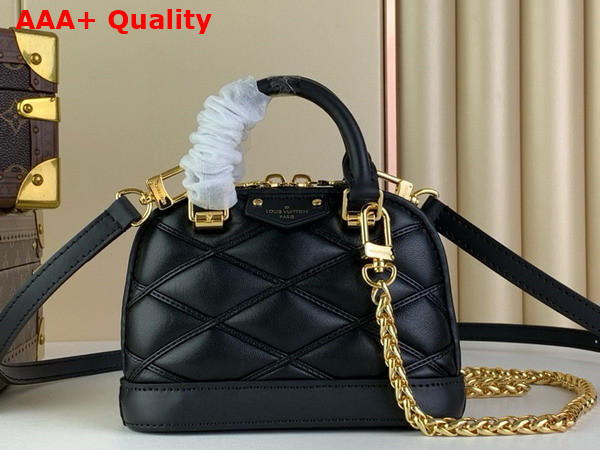 Louis Vuitton Nano Alma Bag in Black Lambskin with Malletage Pattern M83048 Replica