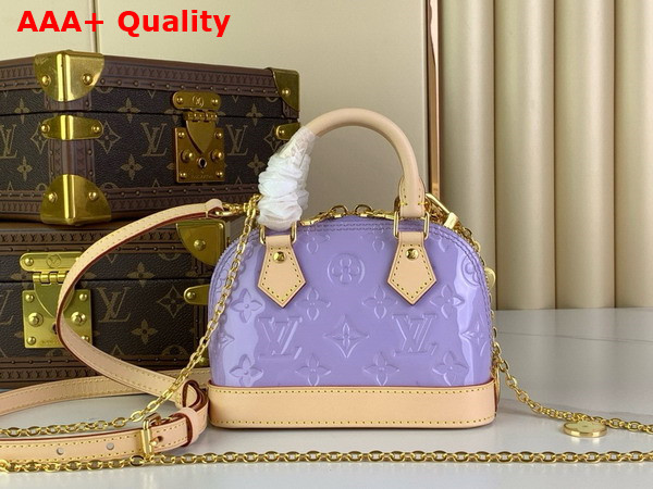 Louis Vuitton Nano Alma Bag in Glossy Lilac Monogram Vernis Leather M82974 Replica