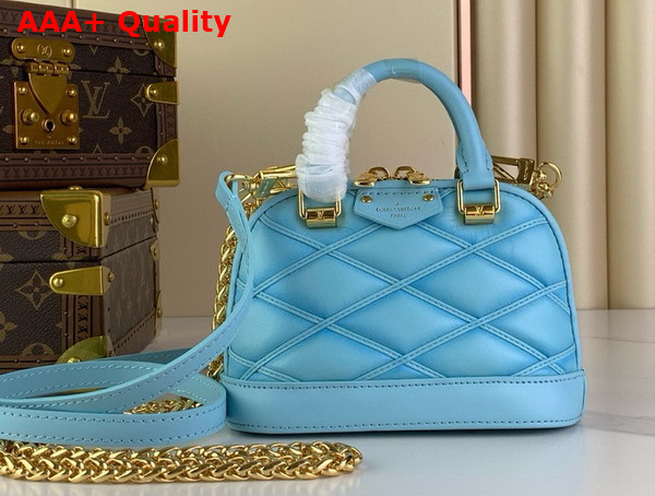 Louis Vuitton Nano Alma Bag in Lagoon Blue Lambskin with Quilted Malletage Pattern M83049 Replica