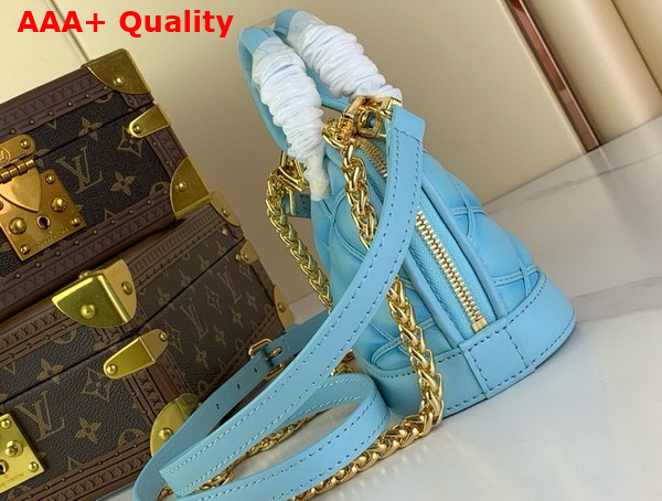 Louis Vuitton Nano Alma Bag in Lagoon Blue Lambskin with Quilted Malletage Pattern M83049 Replica