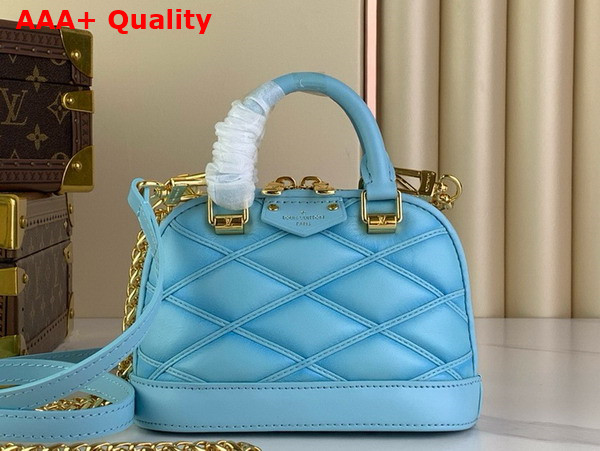 Louis Vuitton Nano Alma Bag in Lagoon Blue Lambskin with Quilted Malletage Pattern M83049 Replica