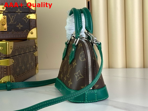 Louis Vuitton Nano Almo Bag in Monogram Canvas with Green Leather Trim Replica