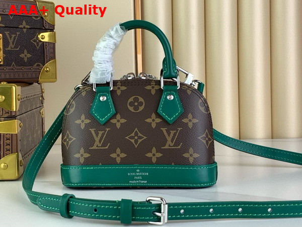 Louis Vuitton Nano Almo Bag in Monogram Canvas with Green Leather Trim Replica