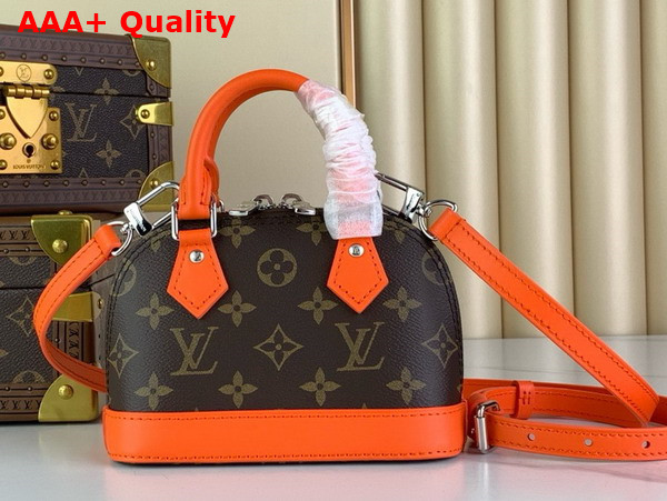 Louis Vuitton Nano Almo Bag in Monogram Canvas with Orange Leather Trim Replica