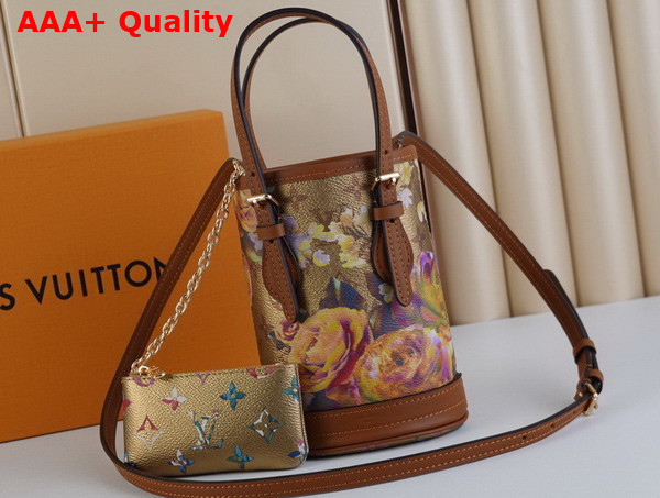 Louis Vuitton Nano Bucket in Metallic Flower Pattern Canvas is Part of the LV Garden Animation M81724 Replica