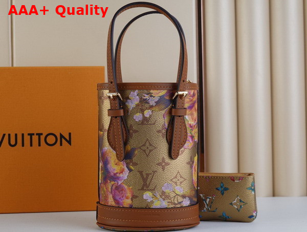 Louis Vuitton Nano Bucket in Metallic Flower Pattern Canvas is Part of the LV Garden Animation M81724 Replica