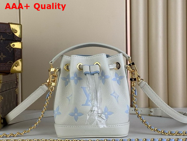 Louis Vuitton Nano Noe Bag Latte Candy Blue Bicolor Monogram Empreinte Leather Replica