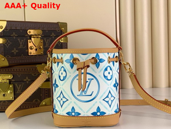 Louis Vuitton Nano Noe Bag in Lagoon Blue Monogram Tiles Canvas M83620 Replica