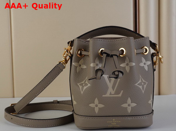 Louis Vuitton Nano Noe Bicolor Monogram Empreinte Leather Tourterelle Grey Cream M46291 Replica