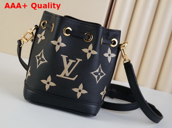 Louis Vuitton Nano Noe Black Beige Monogram Empreinte Leather Replica