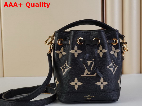 Louis Vuitton Nano Noe Black Beige Monogram Empreinte Leather Replica