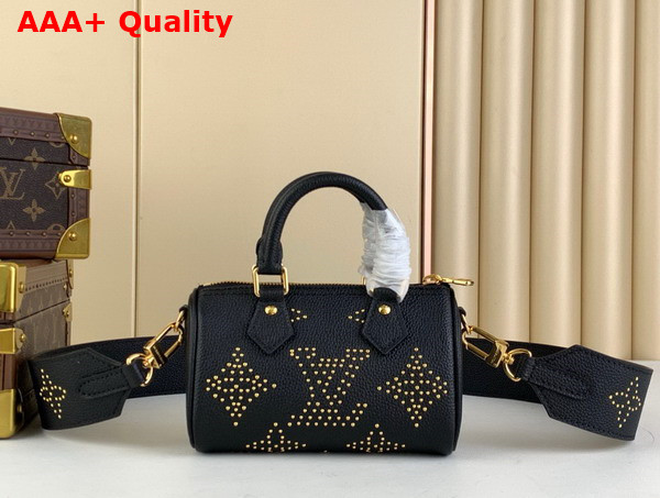 Louis Vuitton Nano Speedy Bag in Black Monogram Empreinte Grained Cowhide Leather with Studs Replica