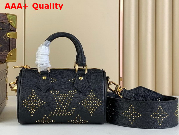 Louis Vuitton Nano Speedy Bag in Black Monogram Empreinte Grained Cowhide Leather with Studs Replica