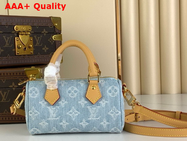 Louis Vuitton Nano Speedy Bag in Sky Blue Monogram Denim M11212 Replica