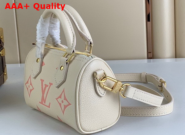 Louis Vuitton Nano Speedy Bicolor Monogram Empreinte Leather Creme Rose Trianon Replica