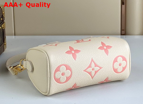 Louis Vuitton Nano Speedy Bicolor Monogram Empreinte Leather Creme Rose Trianon Replica