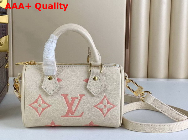 Louis Vuitton Nano Speedy Bicolor Monogram Empreinte Leather Creme Rose Trianon Replica