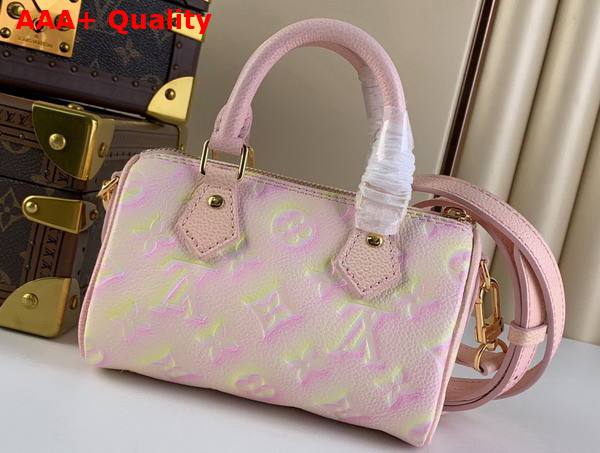 Louis Vuitton Nano Speedy Pink Monogram Empreinte Embossed Supple Grained Cowhide Leather M81508 Replica