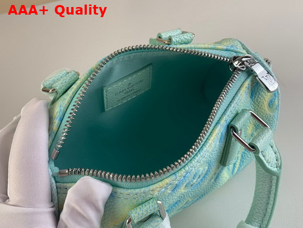 Louis Vuitton Nano Speedy Vert Deau Green Sprayed and Embossed Grained Cowhide Leather Replica