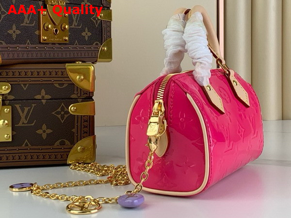 Louis Vuitton Nano Speedy in Neon Pink Monogram Vernis Leather M83273 Replica