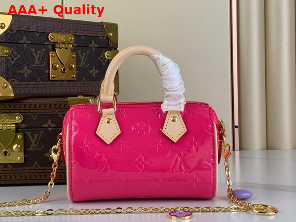 Louis Vuitton Nano Speedy in Neon Pink Monogram Vernis Leather M83273 Replica