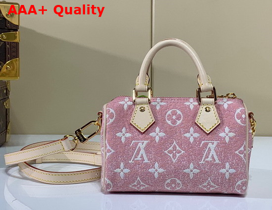 Louis Vuitton Nano Speedy in Pink Monogram Jacquard Denim M81213 Replica