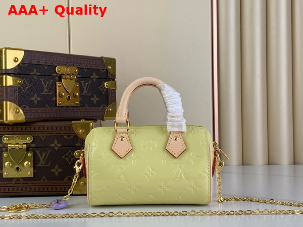 Louis Vuitton Nano Speedy in Yellow Monogram Vernis Leather Replica