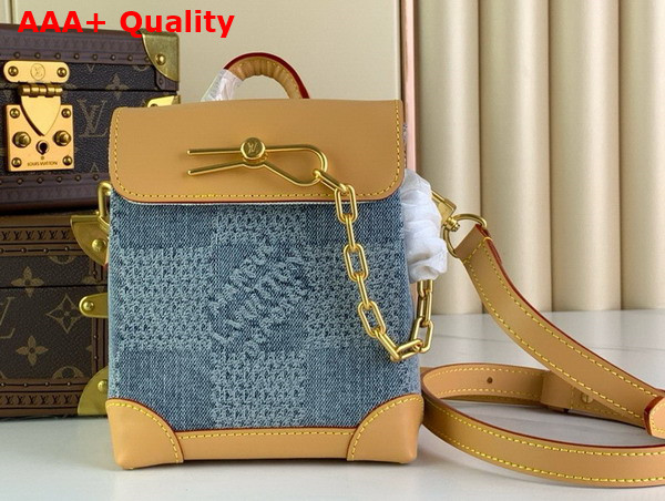 Louis Vuitton Nano Steamer Bag in Blue Damier Denim 3D Cotton Canvas N40751 Replica