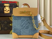 Louis Vuitton Nano Steamer Bag in Blue Damier Denim 3D Cotton Canvas N40751 Replica