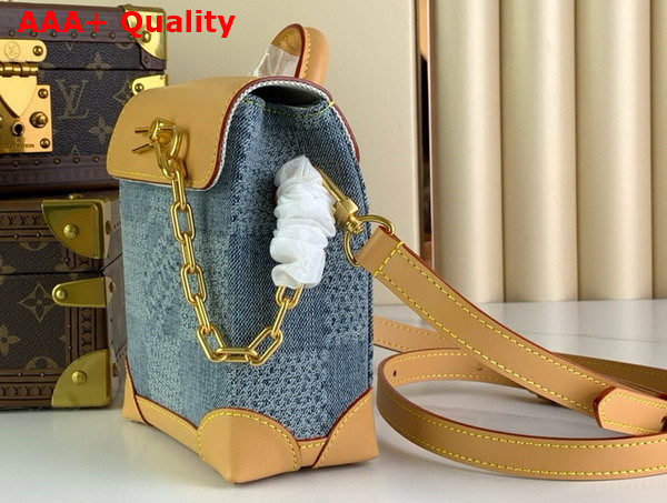 Louis Vuitton Nano Steamer Bag in Blue Damier Denim 3D Cotton Canvas N40751 Replica