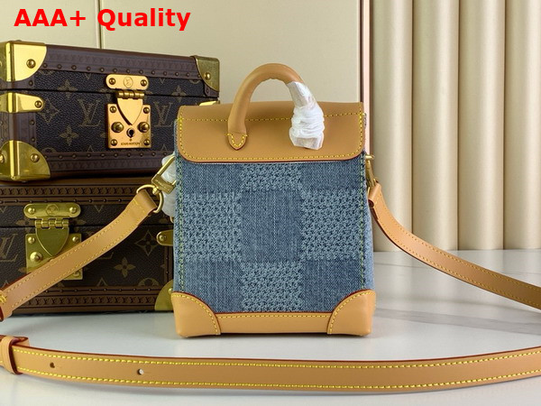 Louis Vuitton Nano Steamer Bag in Blue Damier Denim 3D Cotton Canvas N40751 Replica