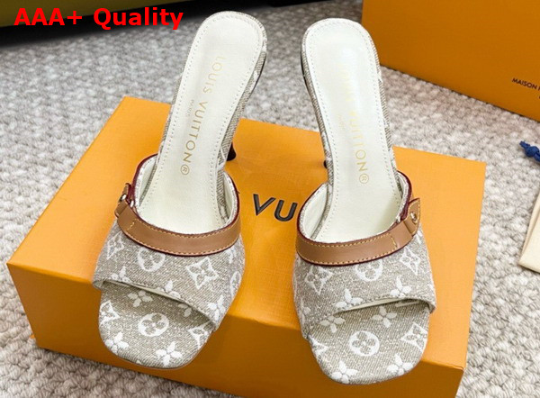 Louis Vuitton Neo Revival Mule in Beige Monogram Denim and Natural Calf Leather Replica